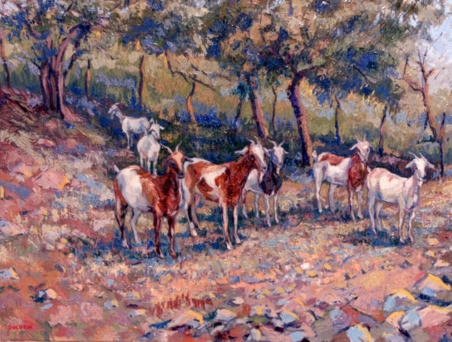 Cabras en el corral Oil Canvas Animals