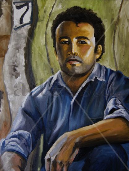 Vivo en el Número 7 Oil Canvas Portrait