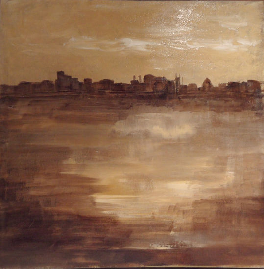 CIUDAD EN SEPIA Oil Canvas Landscaping