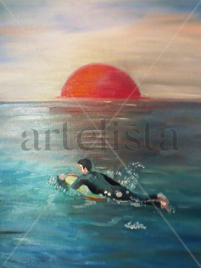 surfer Oil Canvas Marine Painting