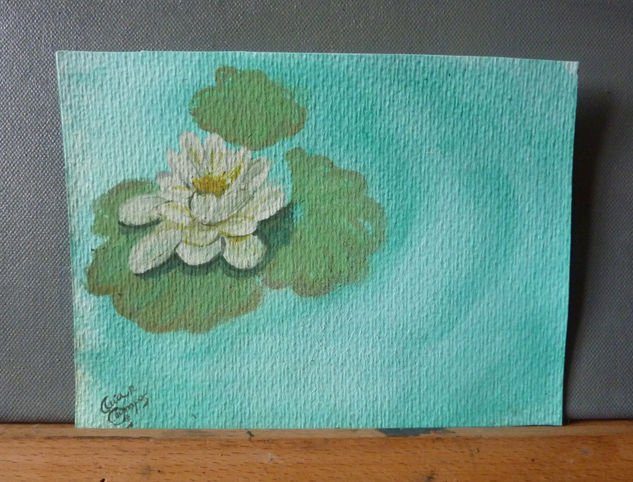 Nenúfar blanco Watercolour Card Floral Painting