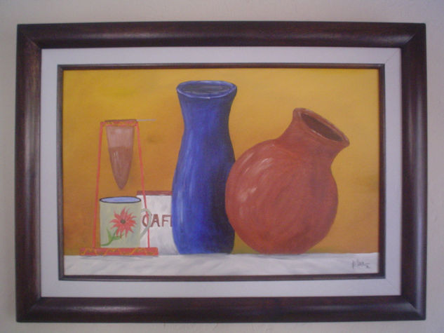 Café y vasijas Oil Canvas Still Life Paintings