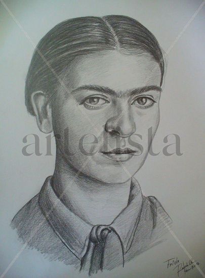 FRIDA KAHLO JOVEN Pencil (Black) Paper Portrait