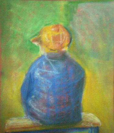 ¿QUE MIRA? Oil Paper Figure Painting