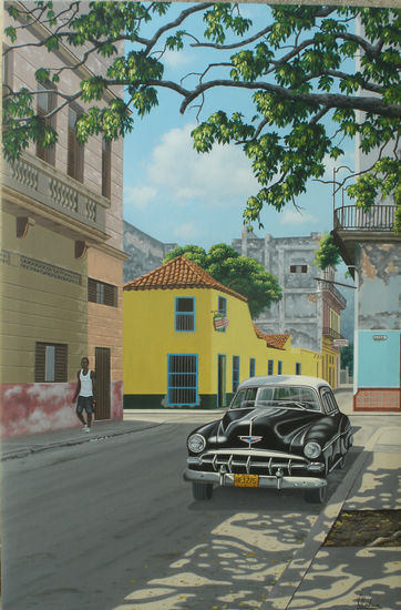 ´´el carro negro´´ Oil Canvas Landscaping