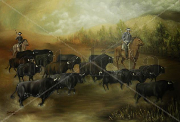 Encierro taurino Oil Canvas Animals