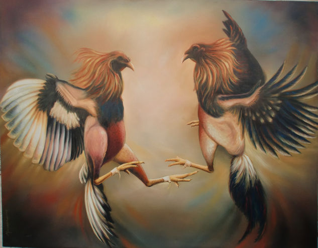 riña de gallos Acrylic Canvas Animals