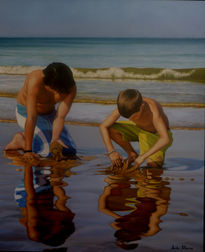 Dos niños en la playa