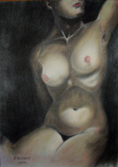 claroscuro en pastel Pencil (Black) Paper Nude Paintings