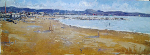 Playa Sacaba Beach Malaga Oil Panel Marine Painting