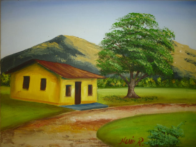 Paisaje Andino Casa en la Montaña Oil Canvas Landscaping