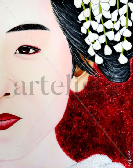 MIRADAS DE UNA GEISHA-2 Acrylic Canvas Portrait