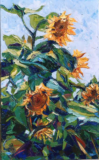 Girasoles al viento Oil Canvas Floral Painting