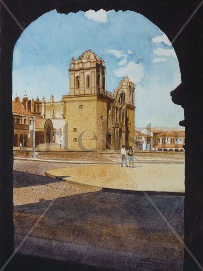 Desde el portal - Cusco Watercolour Card Landscaping