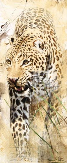 "LEOPARDO" Óleo Tabla Animales