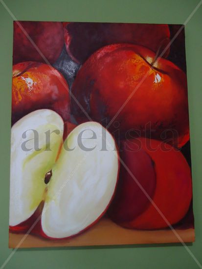 diptico manzanas Oil Canvas Still Life Paintings