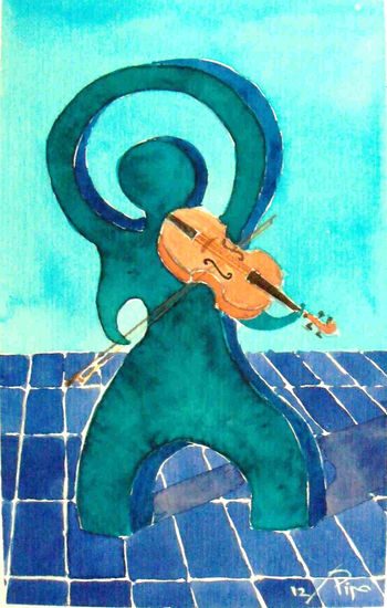 Indalo violinista Watercolour Paper Others