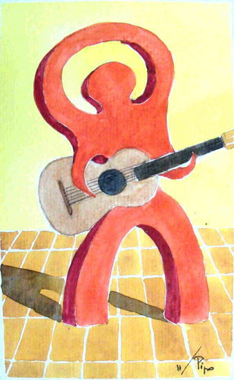 Indalo guitarrista Watercolour Paper Others