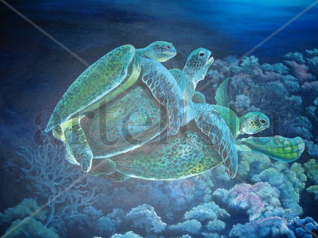 tortugas Acrylic Canvas Marine Painting