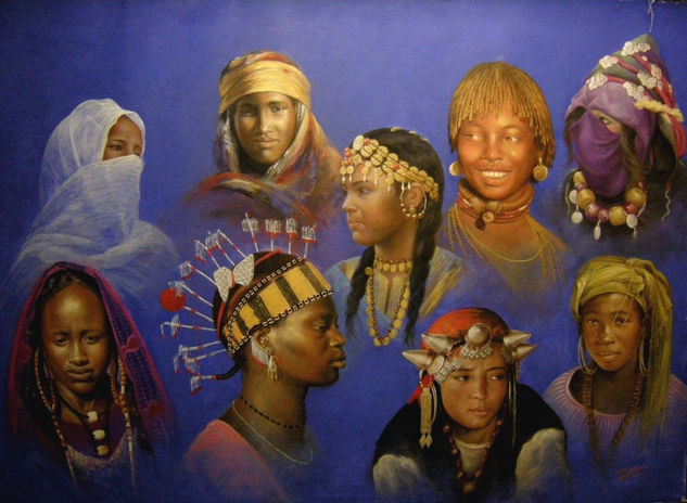 MUJERES AFRICANAS Óleo Lienzo Paisaje