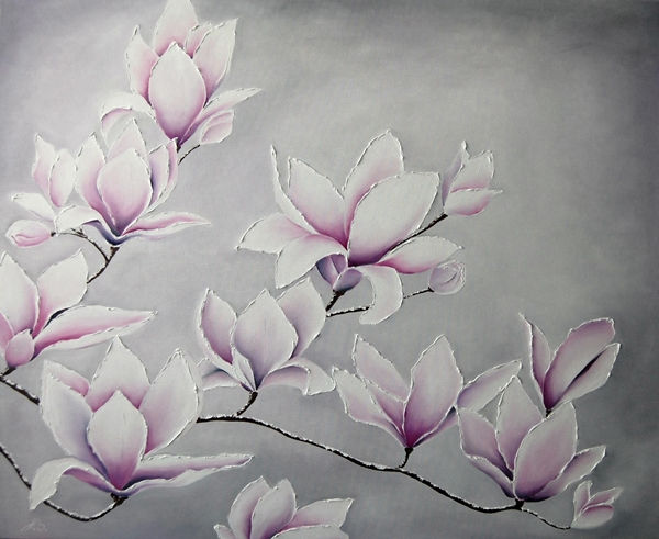 Flores Magnolias Oil Canvas Marine Painting