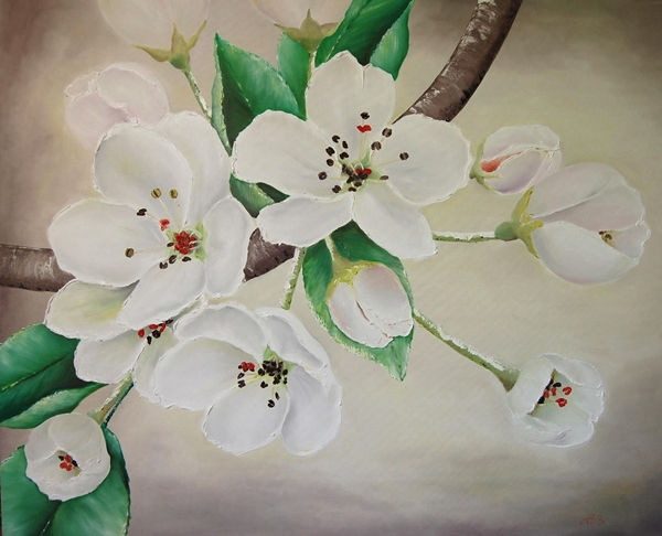 Flores de manzanas Óleo Lienzo Floral