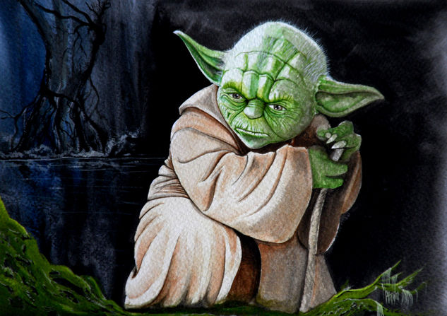 Maestro Yoda Watercolour Paper Figure Painting