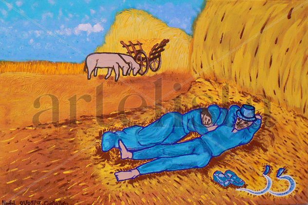 La siesta en la era Gouache Canvas Landscaping