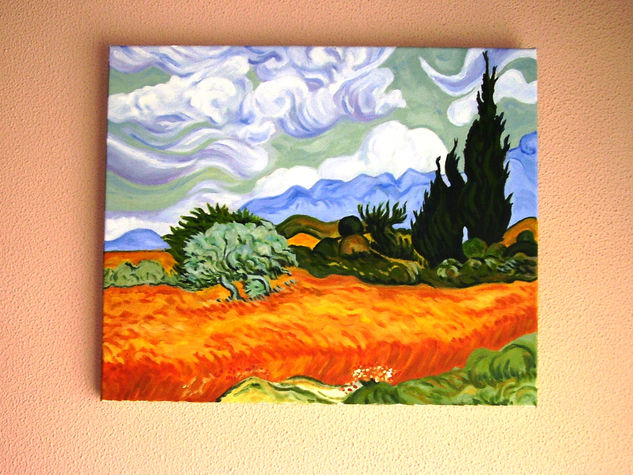 Cipres y trigales Oil Canvas Landscaping