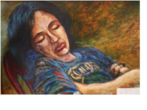 DORMIDA EN LOS LAURELES Acrylic Panel Portrait