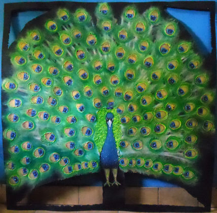 Pavo real sobre chapa