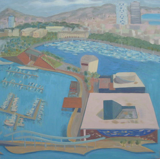 Puerto de Barcelona Oil Canvas Landscaping