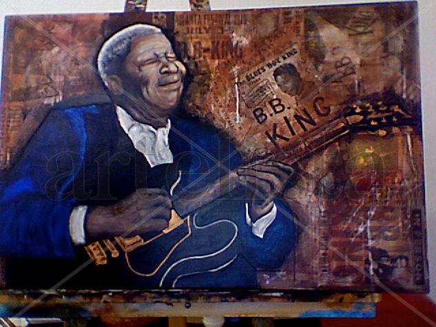 BB King Mixed media Canvas Portrait