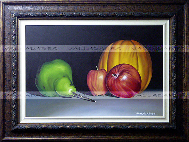 Naturaleza con pera y manzanas Oil Canvas Still Life Paintings