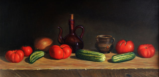 La ensalada Oil Panel Still Life Paintings