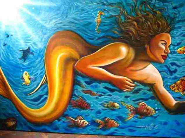 Sirena Acrílico Lienzo Desnudos