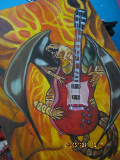 dragon guitar Óleo Lienzo Otros