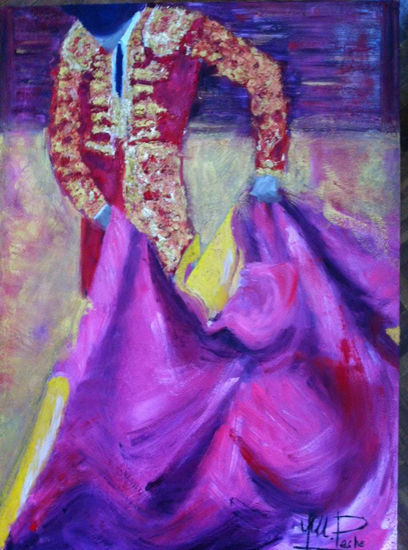 Sangre y oro Oil Panel Figure Painting