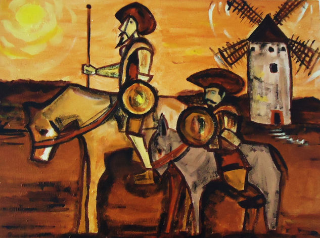 El Quijote y Sancho Panza Acrylic Canvas Figure Painting