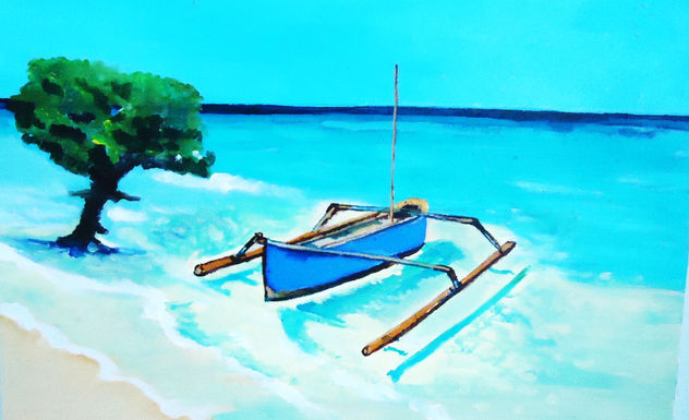 La canoa y la playa