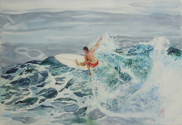 En Bali Watercolour Paper Marine Painting