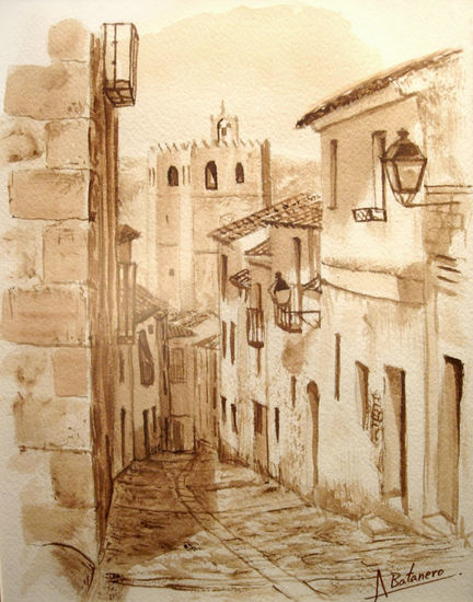 Calle Arcedianos Sigüenza Watercolour Paper Landscaping