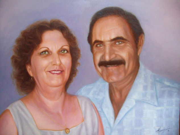 Manolo y Pura (mis padres) Óleo Lienzo Retrato