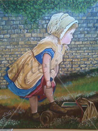 NIÑA DE ÉPOCA Oil Canvas Figure Painting