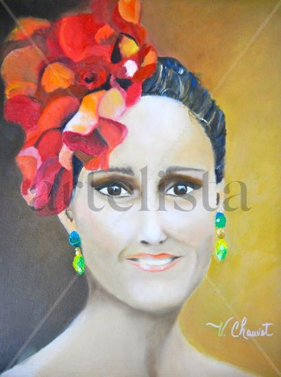 Dama con Flores Oil Others Portrait