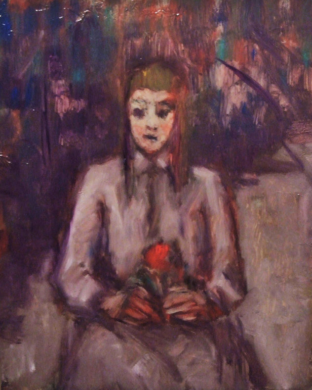 nieta con una flor roja