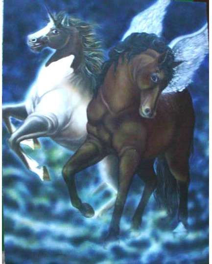 UNICORNIO-PEGASSO Oil Canvas Animals