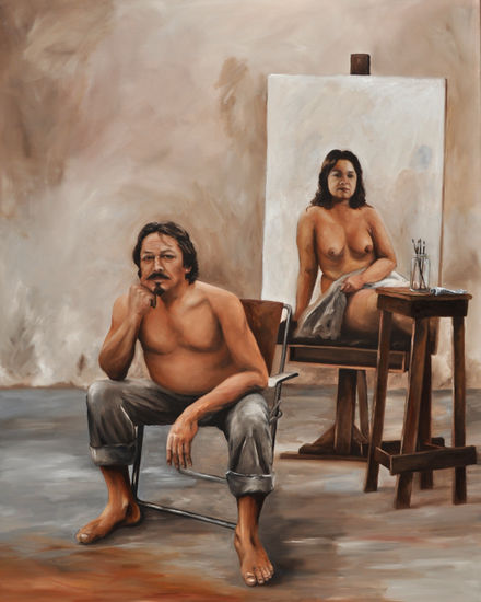 Autoretrato en reflexión Óleo Lienzo Desnudos