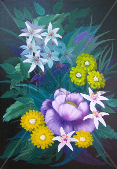 FLORECILLAS 4 Oil Canvas Floral Painting