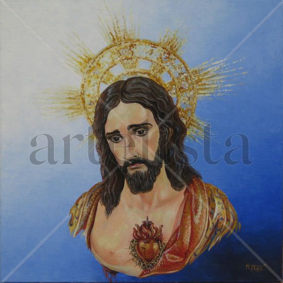 Sagrado Corazón de Jesús Oil Canvas Figure Painting